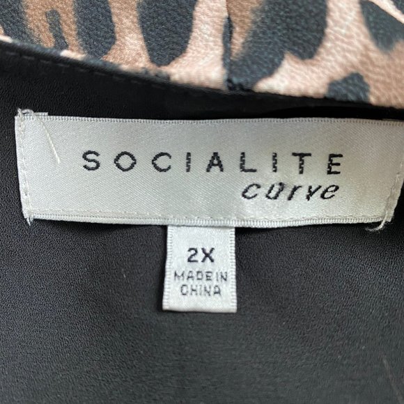 Socialite Curve NWOT Women's Casual Blazer, Open Front, Leopard Print, Size 2X - Picture 3 of 8